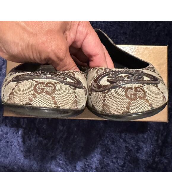 Gucci 2000's iconic interlocking GG Canvas Ballet Flats Size 36 w box/dust bags - Picture 11 of 12